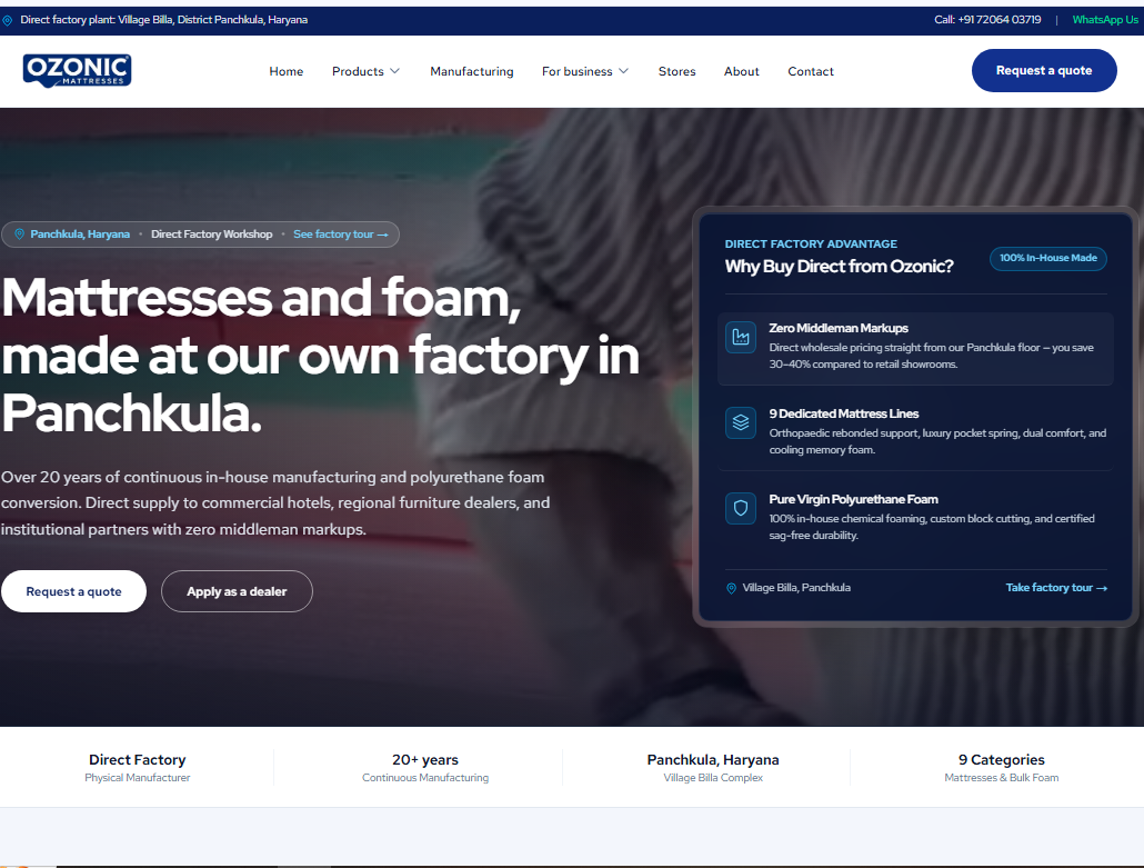 Ozonic Mattresses — Factory-Direct B2B Manufacturing & 3D Product Experience